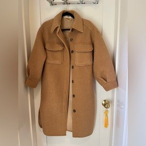 NWOT IF BY SEA LONGLINE SHERPA SHIRT JACKET Anthropologie beige XS